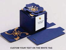 Load image into Gallery viewer, Custom Navy Blue Wedding Favors Candy Packing Boxes/ Elegant 3D Flower Square Gift Box-Modern and Stylish Wedding Favor, Anniversary Favor Gift Box
