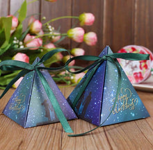 Load image into Gallery viewer, 20 PCS Wedding Favors Candy Boxes /Party Gift Box Ribbon Box/Triangle Shape Gift Box /Birthday/Holiday Party Favors Gift Box/For Baby Shower
