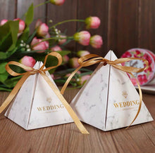 Load image into Gallery viewer, 20 PCS Wedding Favors Candy Boxes /Party Gift Box Ribbon Box/Triangle Shape Gift Box /Birthday/Holiday Party Favors Gift Box/For Baby Shower
