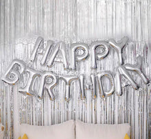 Load image into Gallery viewer, Happy Birthday Balloon Banner, Happy Birthday Party Balloon Set, Silver Birthday Party Decor Set, Birthday Party Decorations
