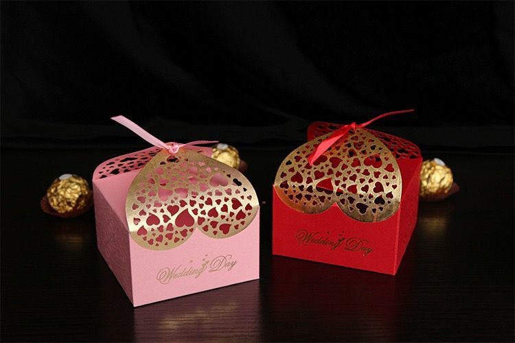 20pcs Wedding Favors Box Candy Boxes /Party Gift Ribbon Box/ favor for guest /Party Favors Gift Box , Chocolate Box , Pink Treat Box,