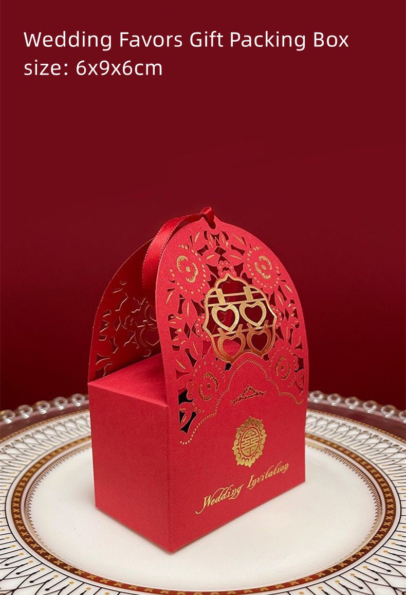 20pcs Wedding Favors Candy Boxes /Party Gift Ribbon Box/ favor for guest /Party Favors Gift Box/囍Box /Chinese Wedding favor Box