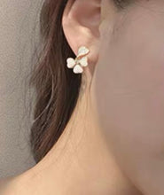 Load image into Gallery viewer, Pearl Flower Earrings Flower Dangle Drop Earrings Elegant Floral Dangle Earring gift for her
