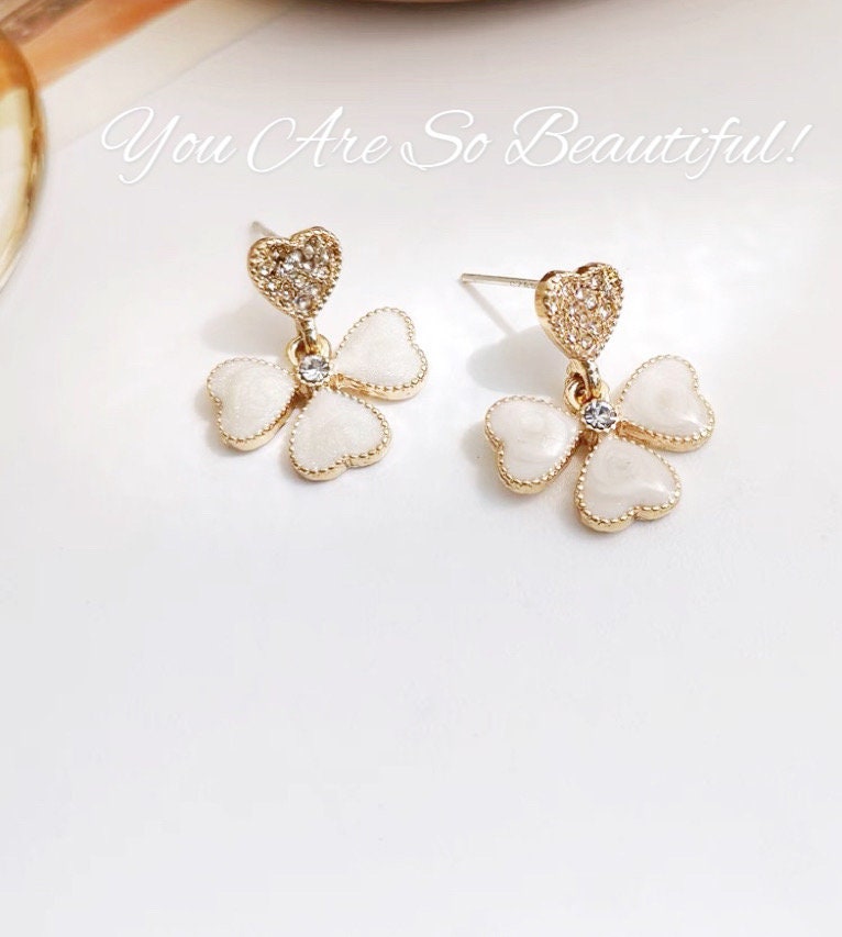 Pearl Flower Earrings Flower Dangle Drop Earrings Elegant Floral Dangle Earring gift for her