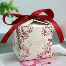 Load image into Gallery viewer, Candy Boxes Wedding Favor Box/Party Gift Paper Box Ribbon floral Box / Holiday Party Favors Gift Box/Treat Box/ Anniversary Favors Box
