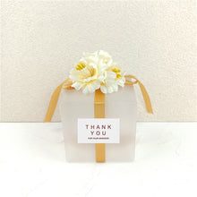 Load image into Gallery viewer, Mini PVC Flower Favors Candy Boxes/ Elegant Flower Square Gift Box- Stylish Wedding Favor Ribbon Box , Anniversary Favor Gift Packing Box
