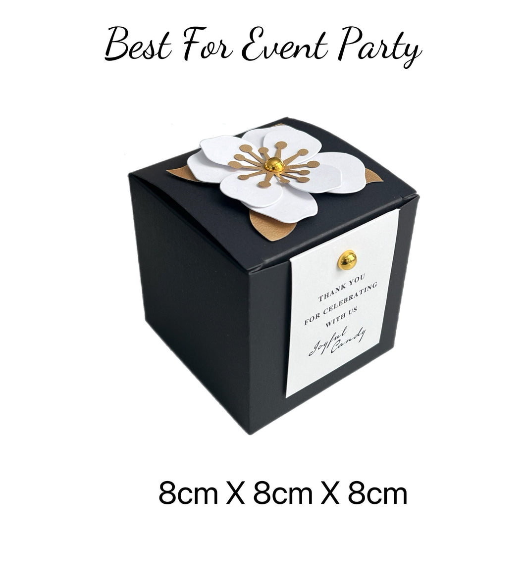 Black Party Favors Candy Boxes/Elegant 3D Flower Square Gift Box-Modern and Stylish Wedding Favor Box,Anniversary Favor Gift Packing Box