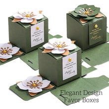 Load image into Gallery viewer, Personalized Wedding Favors Candy Box/Elegant 3D Flower Square Gift Box-Modern and Stylish Event Anniversary Wedding Gift Favor Box /Green
