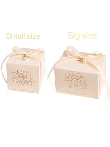ivory ribbon flower box 