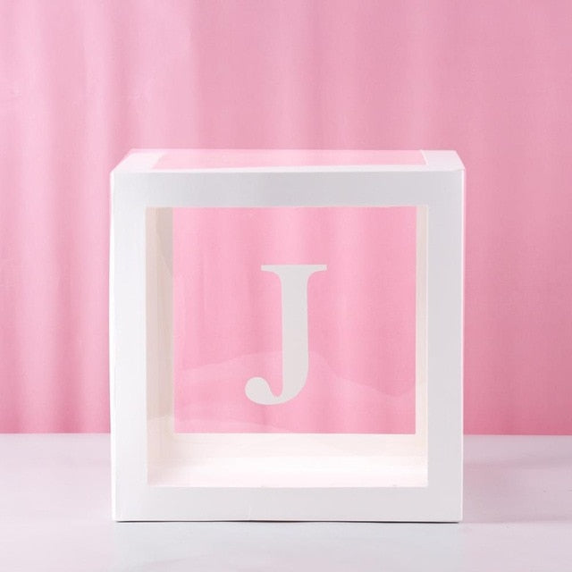 QIFU Alphabet Transparent Packing Box Wedding Balloon Gift Box Baby Shower Decoration Wedding Birthday Party Supplies Gift Bag