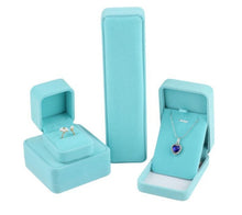 Load image into Gallery viewer, Velvet Jewelry Set Box Plush Box Fit For Necklace/ Ring/Bracelet /Earring- Gift Box Packing Bag-Light Blue/Teal
