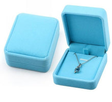 Load image into Gallery viewer, Velvet Jewelry Set Box Plush Box Fit For Necklace/ Ring/Bracelet /Earring- Gift Box Packing Bag-Light Blue/Teal
